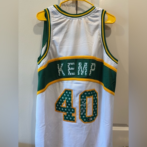 Signed SHAWN KEMP Custom Weed Marijuana Seattle Sonics Jersey  Beckett Witnessed - Picture 1 of 10